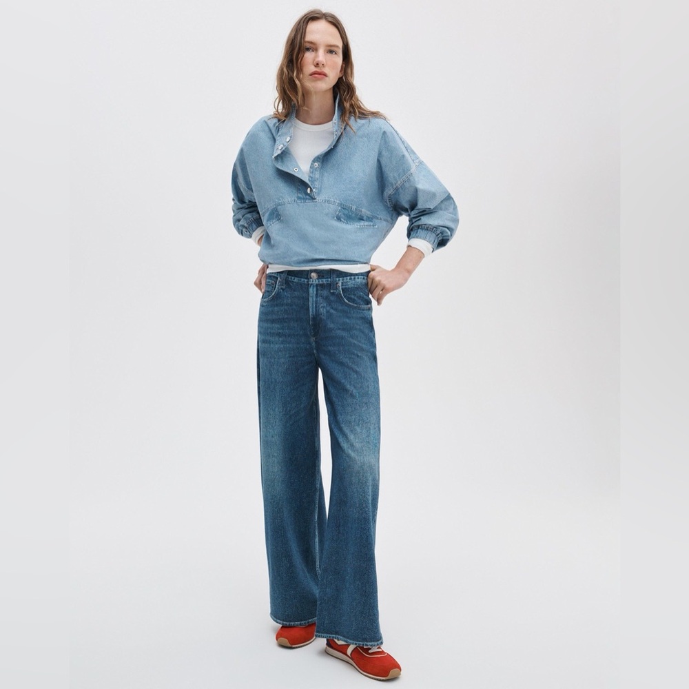 $258 RAG & BONE Venice Miramar Sofie Terry Cotton Ankle Wide Leg Pant, Size 25